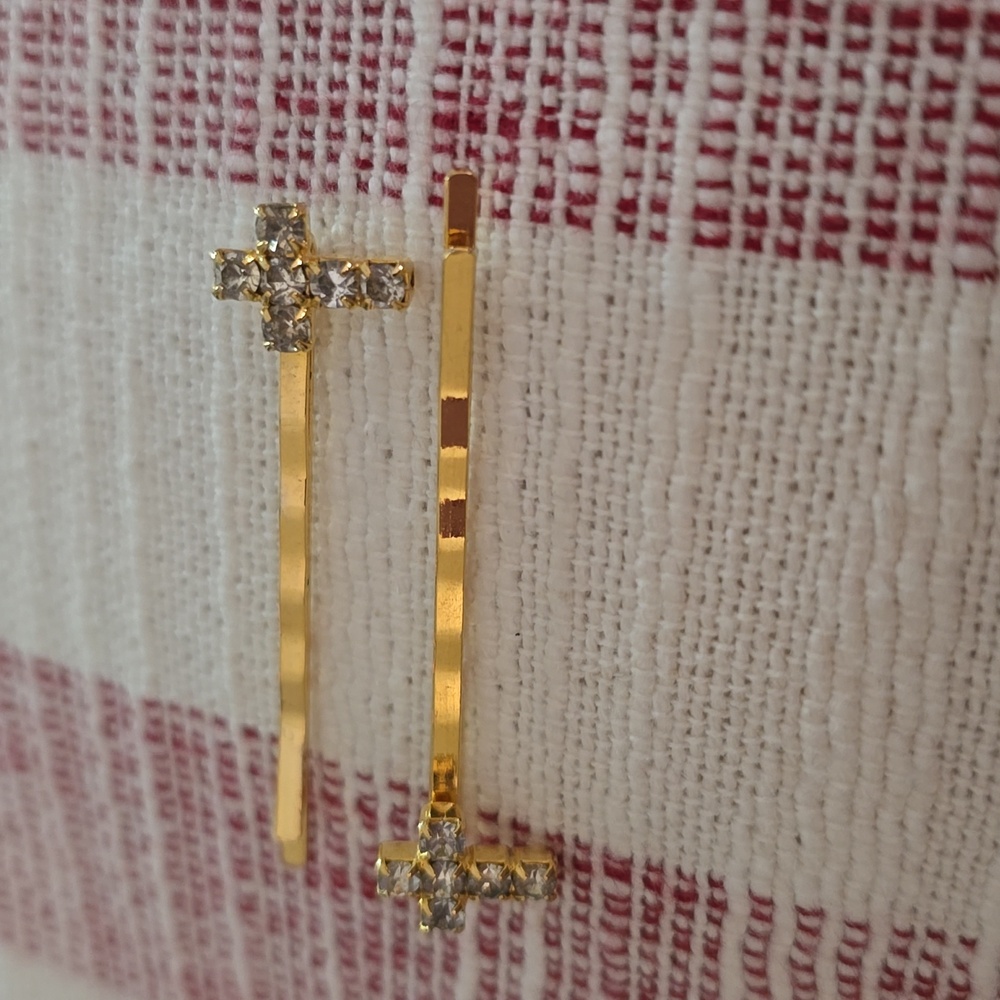 Gold Cross Hair Pins - EUC - Picture 3 of 7